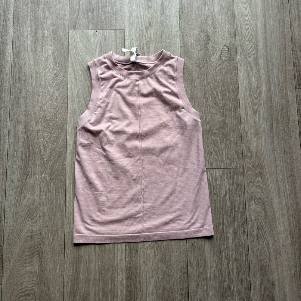 Athleta pink sleeveless round neck wool blend stretch tank top size small